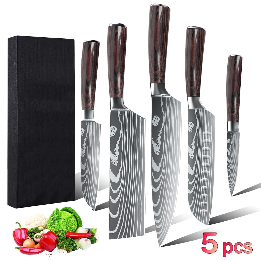 5-piece knife set professional chef knife set with gift box, high carbon stainless steel, perfect for home or restaurant holiday gifts
