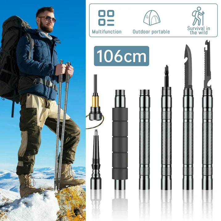 Outdoor Trekking Poles Walking Cane Camping Hiking Survival Stick Alpenstock