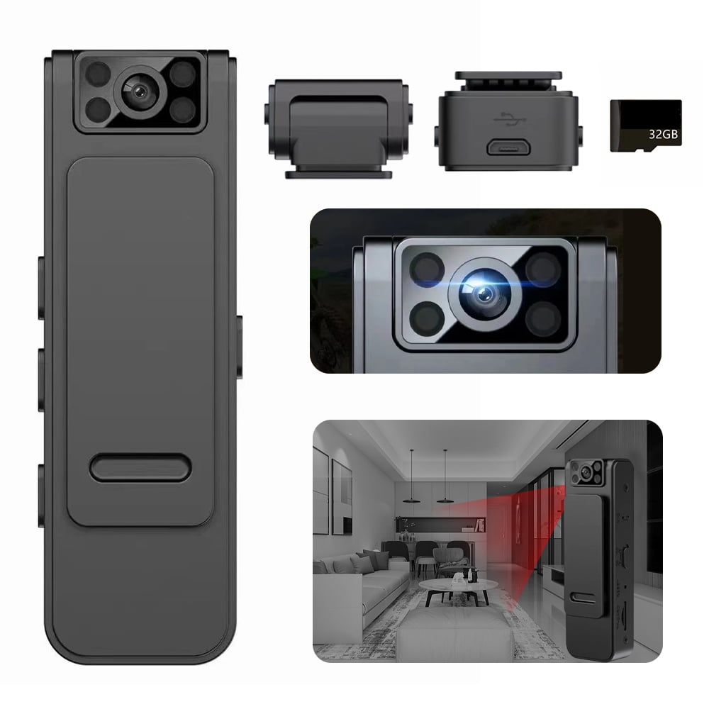 MDHAND Mini Body Camera with Audio and Video Recording, HD 1080P Body Cam with Night Vision, 32GB Body Worn Camcorder for Daily Records