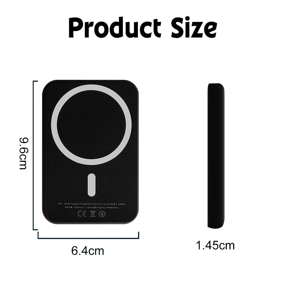 Hendoct 5000mAh Magsafe Battery Pack, 5W Wireless Magnetic Power Bank for iPhone 14/13/12 Series