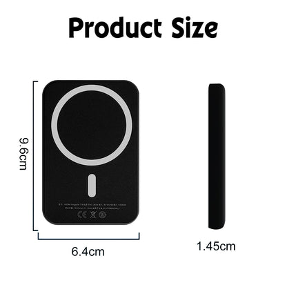 Hendoct 5000mAh Magsafe Battery Pack, 5W Wireless Magnetic Power Bank for iPhone 14/13/12 Series