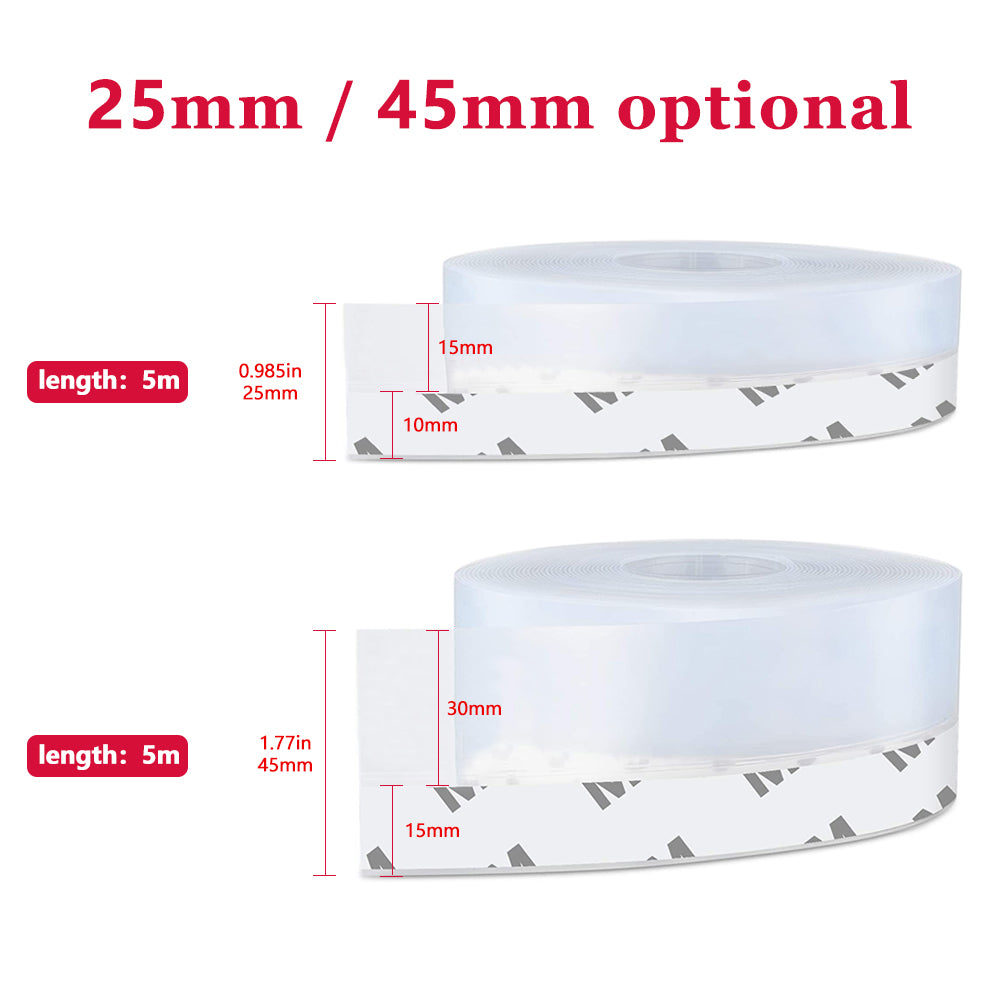 MDHAND 25/45MM Silicone Rubber Sealing Strip, Window Door Weather Stripping Seal Strip, Household Sealing Tape for Bedroom Living Room