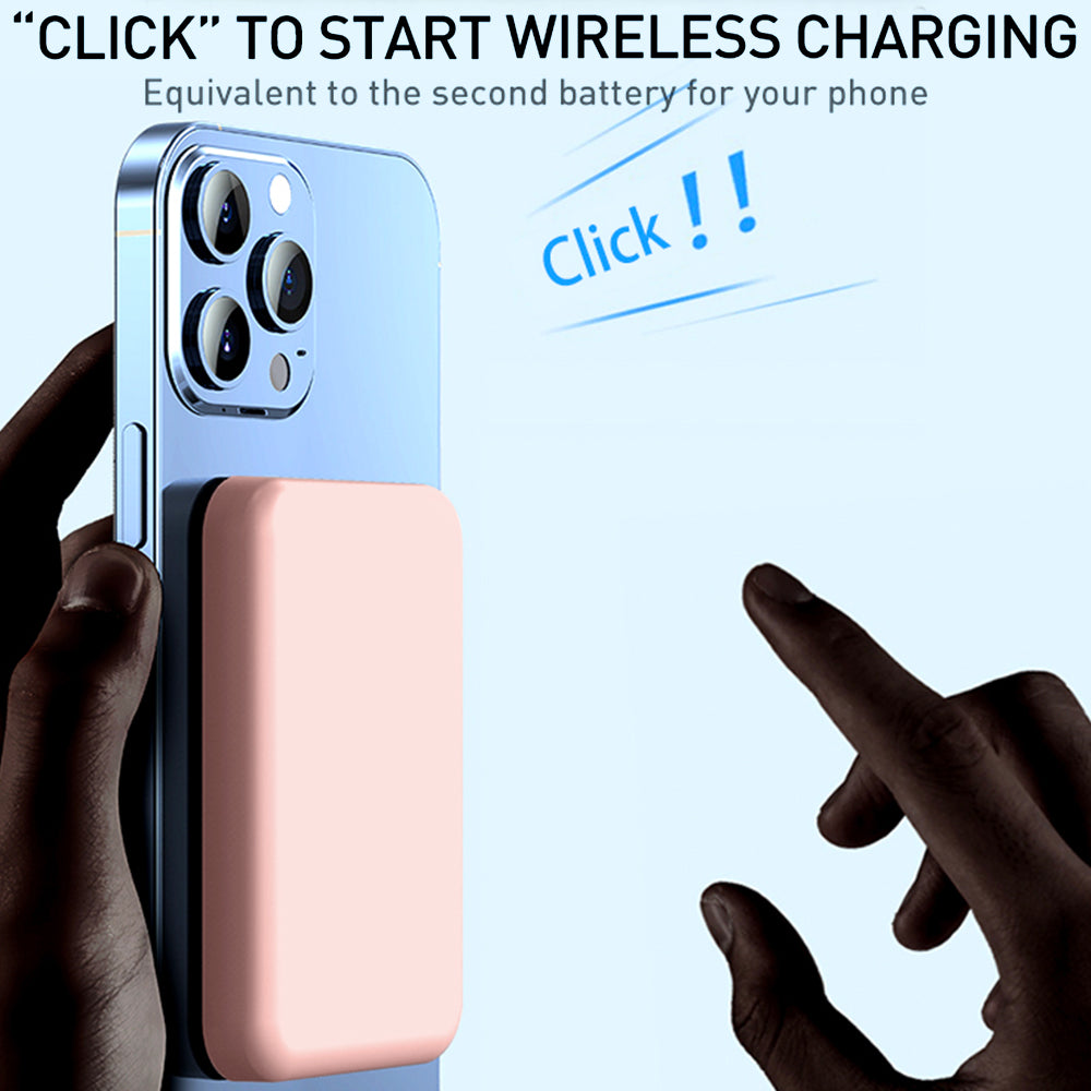 Hendoct 5000mAh Magsafe Battery Pack, 5W Wireless Magnetic Power Bank for iPhone 14/13/12 Series