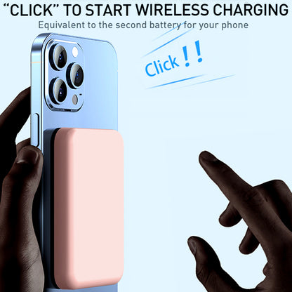 Hendoct 5000mAh Magsafe Battery Pack, 5W Wireless Magnetic Power Bank for iPhone 14/13/12 Series