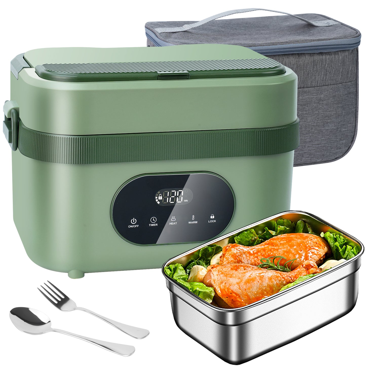 MDHAND Heated Lunch Box Battery Powered, Cordless Electric Lunch Box for Adults,