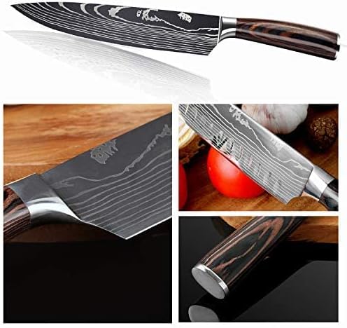 MDHAND MesserSet, 5-tlg Scharfe Küchenmesser Set aus Edelstahl in Mehreren Größen mit Bequemen Griff mit Kochmesser, Brotmesser, Santokumesser, Gemüsemesser, Rostschutz