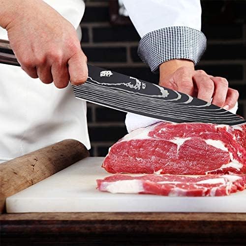 MDHAND MesserSet, 5-tlg Scharfe Küchenmesser Set aus Edelstahl in Mehreren Größen mit Bequemen Griff mit Kochmesser, Brotmesser, Santokumesser, Gemüsemesser, Rostschutz