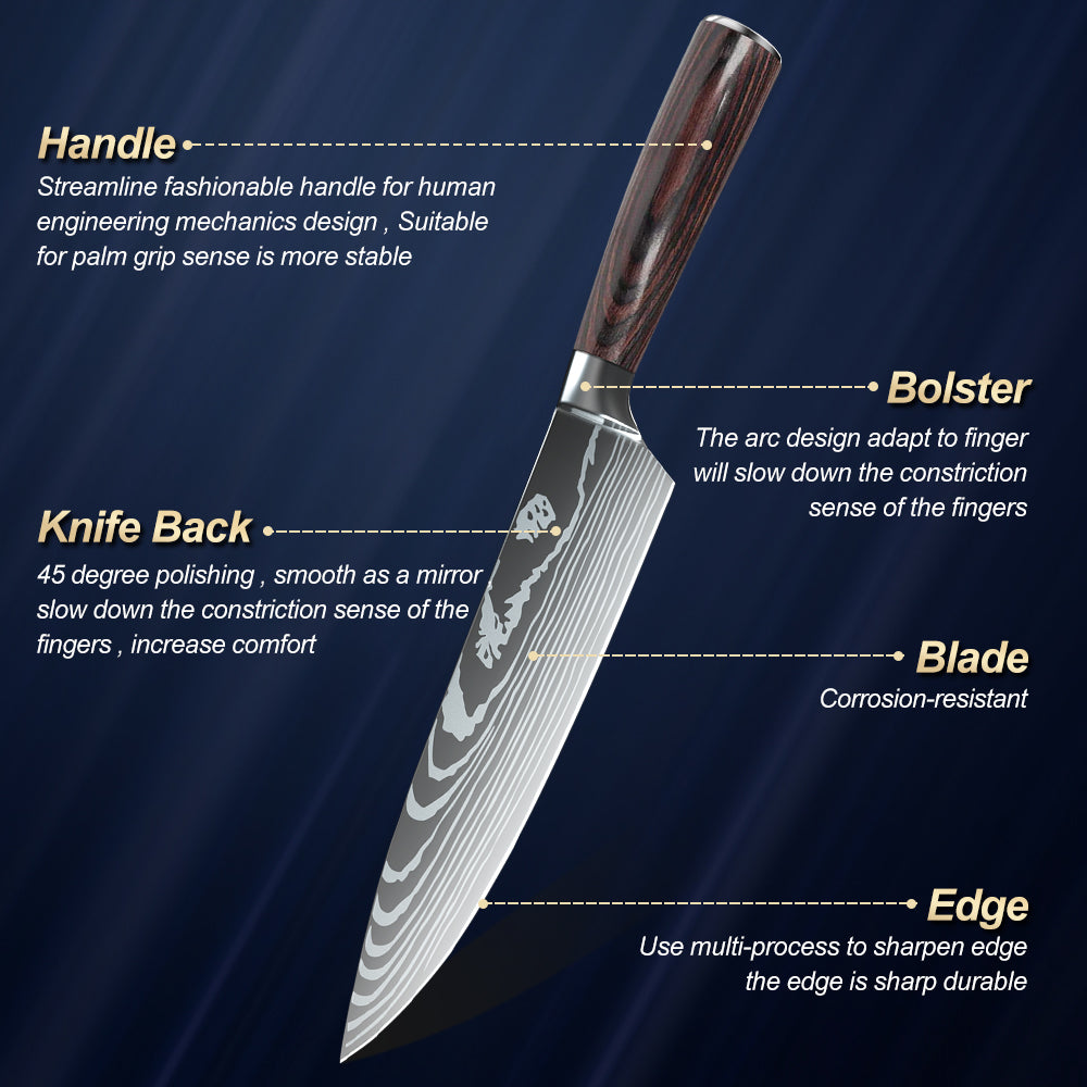 MDHAND Knife Set, 5 Pieces Kitchen Knives Set, Ultra- Sharp Chef Knifes Set Dishwasher Safe, Stainless Steel Kitchen Chef Knife Sets