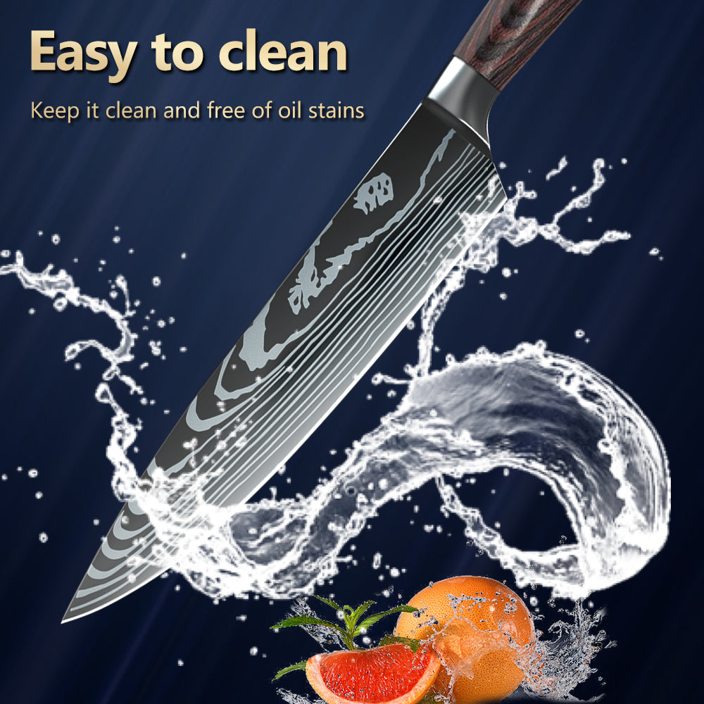 MDHAND Knife Set, 5 Pieces Kitchen Knives Set, Ultra- Sharp Chef Knifes Set Dishwasher Safe, Stainless Steel Kitchen Chef Knife Sets