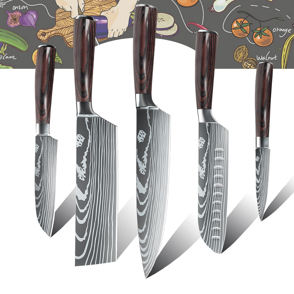 MDHAND Knife Set, 5 Pieces Kitchen Knives Set, Ultra- Sharp Chef Knifes Set Dishwasher Safe, Stainless Steel Kitchen Chef Knife Sets