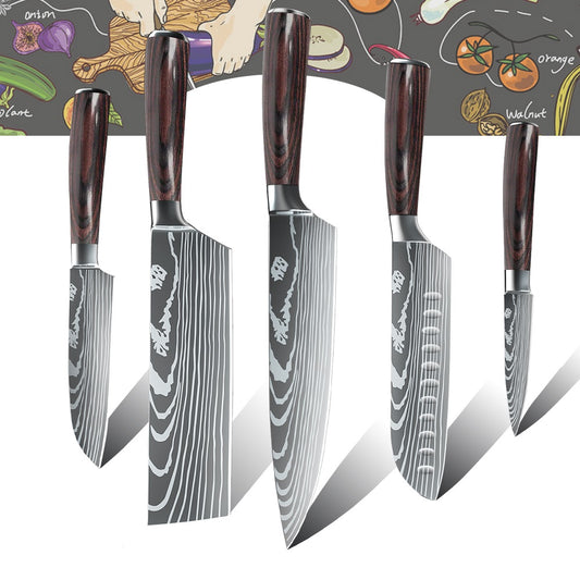 MDHAND Knife Set, 5 Pieces Kitchen Knives Set, Ultra- Sharp Chef Knifes Set Dishwasher Safe, Stainless Steel Kitchen Chef Knife Sets