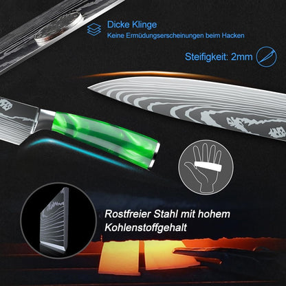 MDHAND Küchenmesser Set, 8-teiliges Messerset, scharfes Messerset aus rostfreiem Stahl mit ergonomischem Griff, Perfektes Geschenkset für Profiköche und Anfänger