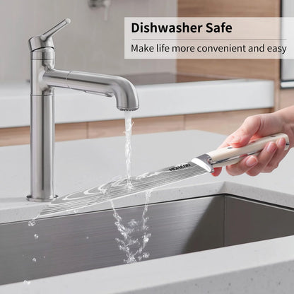 Messerblock mit Messerset, Profi Messerset mit 6 pcs Küchenmesser, 6 Steak Messer, Schere, Messerschärfer und Messerhalter, Hochwertiges Küchenmesser Set mit Block, Scharf Profi Kochmesser Set