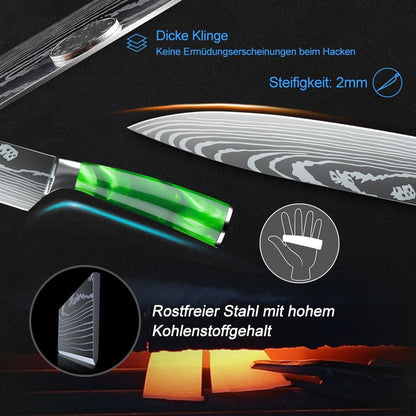 MDHAND Küchenmesser Set, 5-teiliges Messerset, Scharfes Messerset aus Rostfreiem Stahl mit Ergonomischem Griff Profiköche und Anfänger
