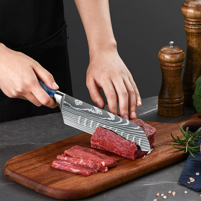 MDHAND Messerset,8-teiliges Multifunktionales Küchenmesser Set,Super scharf Kochmesser Set,Ergonomischer Griff aus Harz für Haus und Restaurant