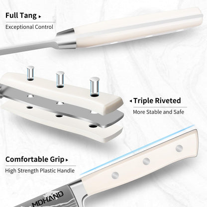 Messerblock mit Messerset, Profi Messerset mit 6 pcs Küchenmesser, 6 Steak Messer, Schere, Messerschärfer und Messerhalter, Hochwertiges Küchenmesser Set mit Block, Scharf Profi Kochmesser Set