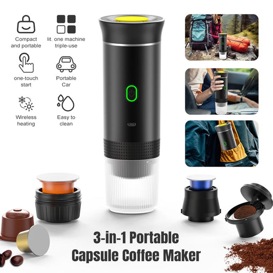 Portable Espresso Machine, Car Mini Coffee Maker Self-Heating for Home, Office, Camping