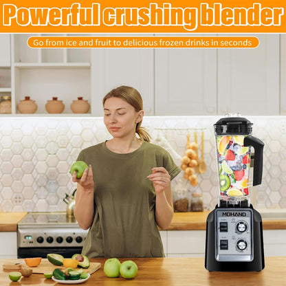 MDHAND 1400W Professional Blender for Kitchen, Smoothie Blender with 68 Oz Pitcher & Two 18-Oz Cups, Compact Countertop Blenders for Smoothies, Frozen Drinks, Ice Crushing