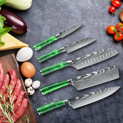 MDHAND Küchenmesser Set, 5-teiliges Messerset, Scharfes Messerset aus Rostfreiem Stahl mit Ergonomischem Griff Profiköche und Anfänger