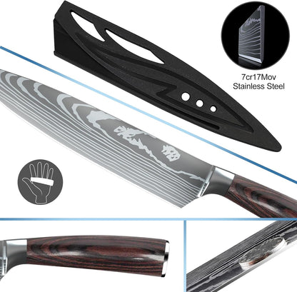 MDHAND Küchenmesser Set, 8-teiliges professionelles Messerset mit Tasche, Extrem Scharf Profi Kochmesser Set mit Ergonomischen Pakkaholz Griffen für Haus und Restaurant