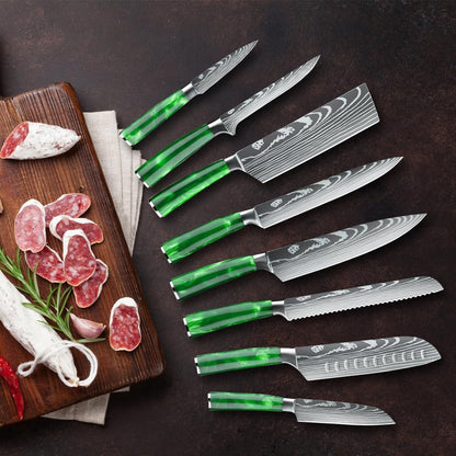 MDHAND Küchenmesser Set, 8-teiliges Messerset, scharfes Messerset aus rostfreiem Stahl mit ergonomischem Griff, Perfektes Geschenkset für Profiköche und Anfänger