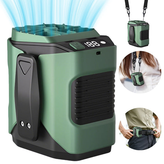MDHAND Portable Waist Fan, 3-Speed Rechargeable Clip-On Fan with LED Display, Long Battery Life