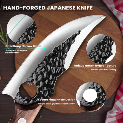MDHAND Chef Knife - Hand Forged Butcher Knives with Sheath & Gift Box, High Carbon Steel Viking Knives, Meat Cutting Knife for Kitchen, Japanese Chef Knives for Camping, Outdoor, BBQ, Gifts for Men