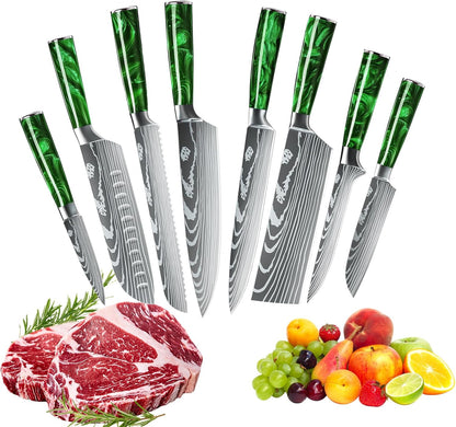 MDHAND Küchenmesser Set, 8-teiliges Messerset, scharfes Messerset aus rostfreiem Stahl mit ergonomischem Griff, Perfektes Geschenkset für Profiköche und Anfänger