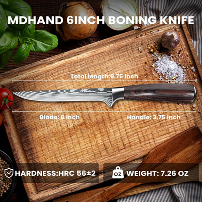 MDHAND 8" Japanese Chef Knife - Ultra Sharp Kitchen Knife, Forged High Carbon German Stainless Steel Cooking Knife with Ergonomic Pakkawood Handle, Gift Box For Family or Holiday