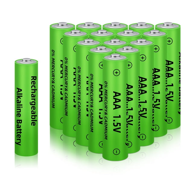 MDHAND 16pcs 1.5V AAA alkaline rechargeable batteries 3000mAh green Rechargeable 1200 times for solar lights and universal home devices