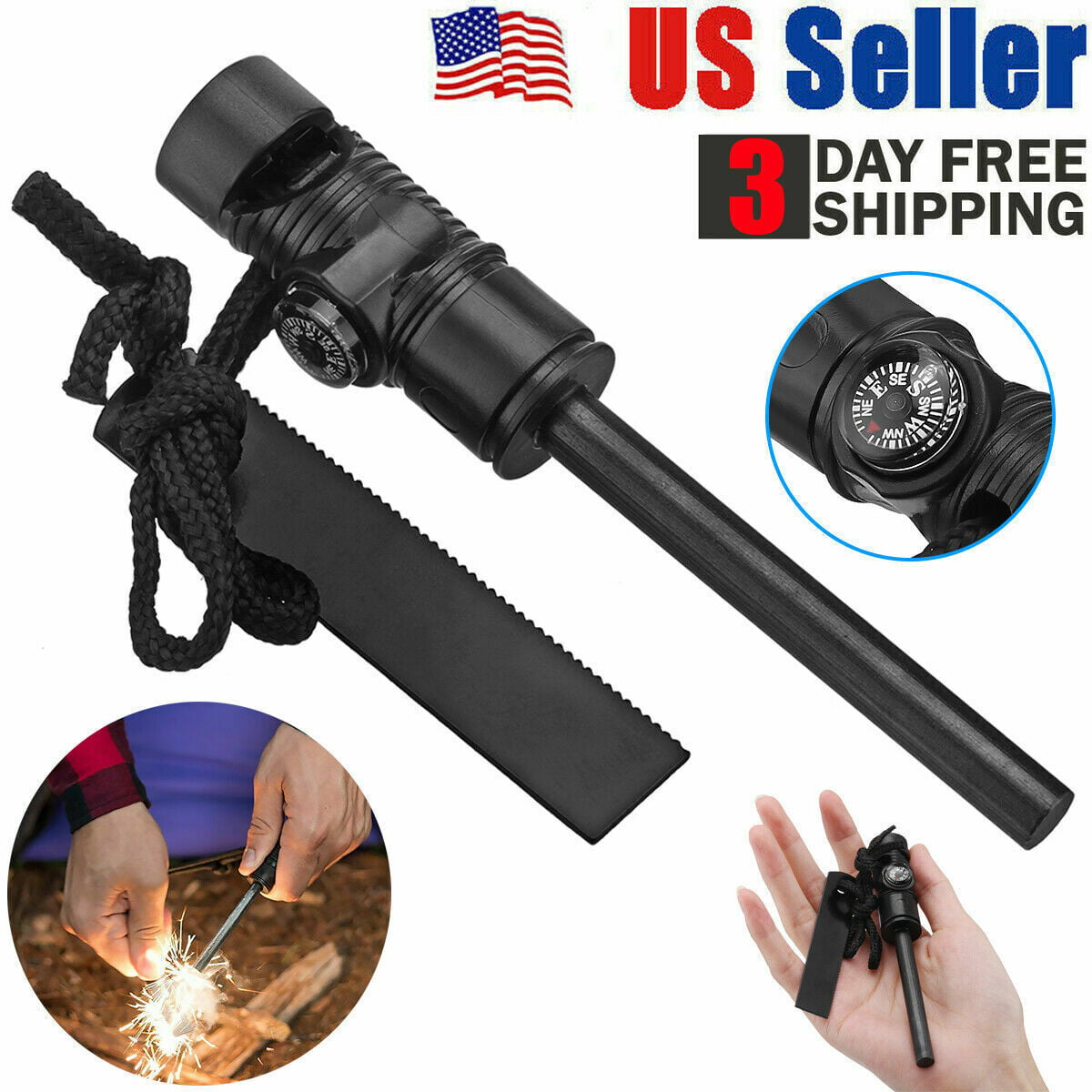 MDHAND Fire Starter & Magnesium Bar Metal Match Lighter Camping & Hiki