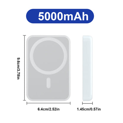 Hendoct 5000mAh Magsafe Battery Pack, 5W Wireless Magnetic Power Bank for iPhone 14/13/12 Series