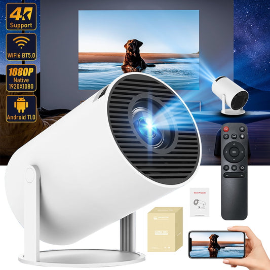 MDHAND Mini Projector with WiFi, 4K 1080P Supported, Portable Bluetooth Smart Movie Projector