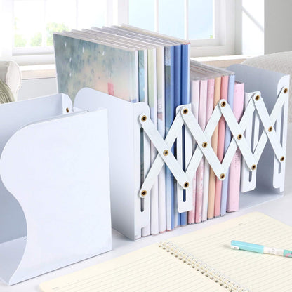 MDHAND Adjustable Bookend, Desk Magazine File Organizer Holder, Desk Organizer and Accessories for Office, Books, Papers, Extends up to 19 inches
