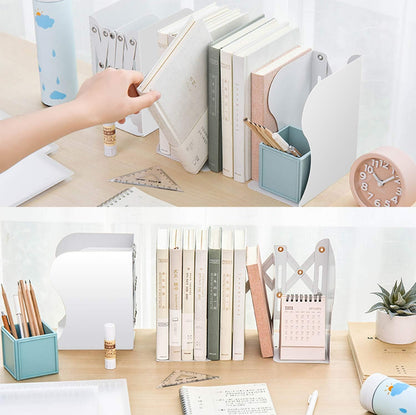 MDHAND Adjustable Bookend, Desk Magazine File Organizer Holder, Desk Organizer and Accessories for Office, Books, Papers, Extends up to 19 inches