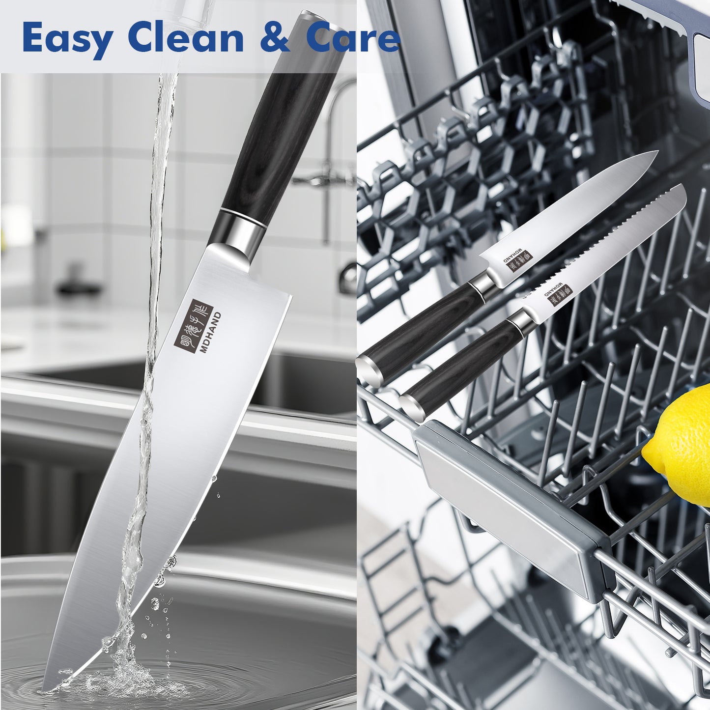 MDHAND Kitchen Knife Set - 7 Piece High-Carbon Stainless Steel Chef Knife Set, Ultra Sharp Professional Knives Set for Meat Vegetables Fruit, Rust Resistant, Ergonomic Handle