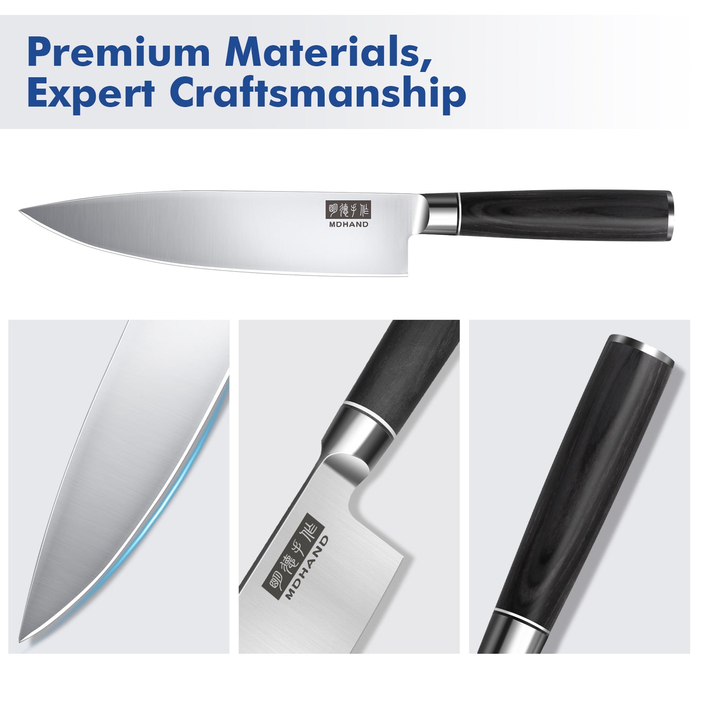 MDHAND Kitchen Knife Set - 7 Piece High-Carbon Stainless Steel Chef Knife Set, Ultra Sharp Professional Knives Set for Meat Vegetables Fruit, Rust Resistant, Ergonomic Handle