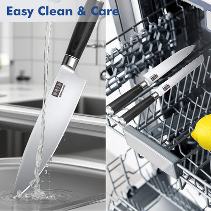 MDHAND Kitchen Knife Set - 9 Piece High-Carbon Stainless Steel Chef Knife Set, Ultra Sharp Professional Knives Set for Meat Vegetables Fruit, Rust Resistant, Ergonomic Handle