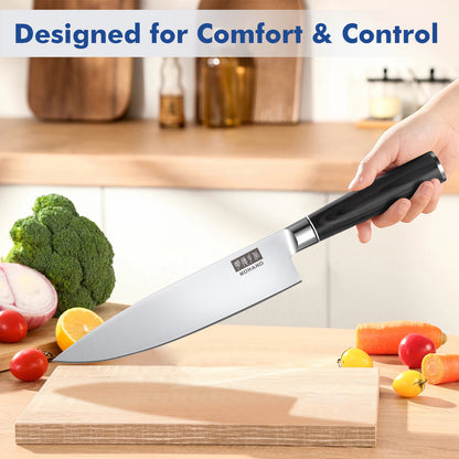 MDHAND Kitchen Knife Set - 9 Piece High-Carbon Stainless Steel Chef Knife Set, Ultra Sharp Professional Knives Set for Meat Vegetables Fruit, Rust Resistant, Ergonomic Handle