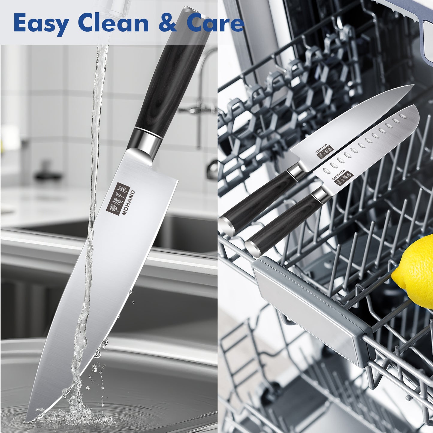 MDHAND Kitchen Knife Set - 3 Piece High-Carbon Stainless Steel Chef Knife Set, Ultra Sharp Professional Knives Set for Meat Vegetables Fruit, Rust Resistant, Ergonomic Handle