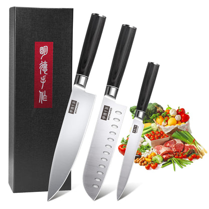 MDHAND Kitchen Knife Set - 3 Piece High-Carbon Stainless Steel Chef Knife Set, Ultra Sharp Professional Knives Set for Meat Vegetables Fruit, Rust Resistant, Ergonomic Handle