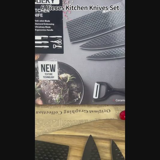 6-piece professional kitchen knife set with gift box, sharp meat cutting knife, non stick stainless steel, sharp chef knife set for chef cooking