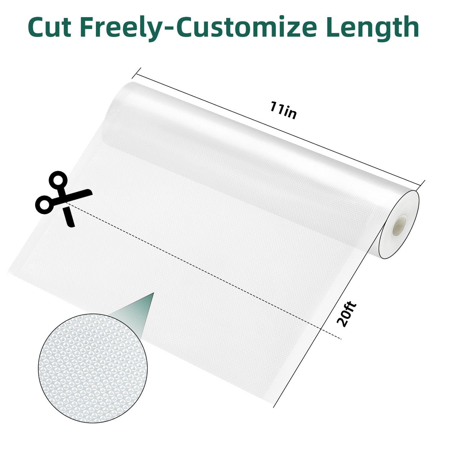 Vacuum Sealer Bags for Food 11in x 20ft x 3Rolls, Food Saver Vacuum Sealer Bags Rolls for Airtight Food Storage, Meal Prep or Sous Vide, Food Saver Bag