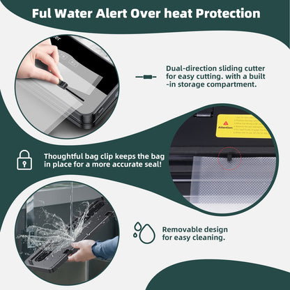 MDHAND Vacuum Sealer, 6 IN 1 Food Saver Vacuum Sealer Machine with 30 Bags & Built-in Cutter, Multi-Functional & High Powerful Vacuum Sealers for Food, Automatic Sealing & Dry & Moist Modes