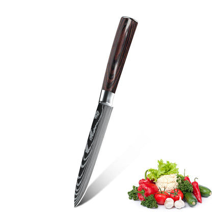 MDHAND 10 Types of Chef Knives, Kitchen Knife with Pattern, Stainless Steel Kitchen Knife with Knife Cover