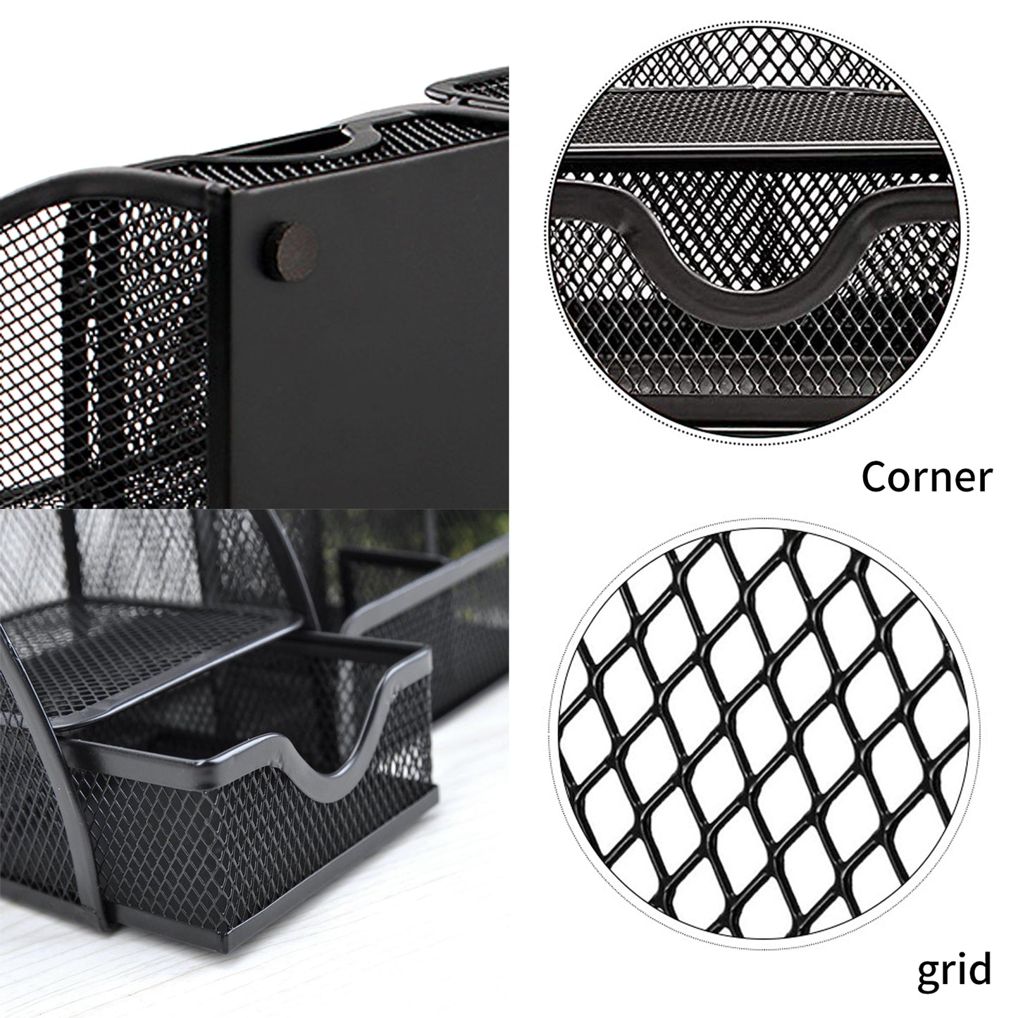 MDHAND Office Desk Organizer and Accessories Desk Drawer Organizer with 6  Compartments, Mesh Pencil Desk Organizer For Home Office